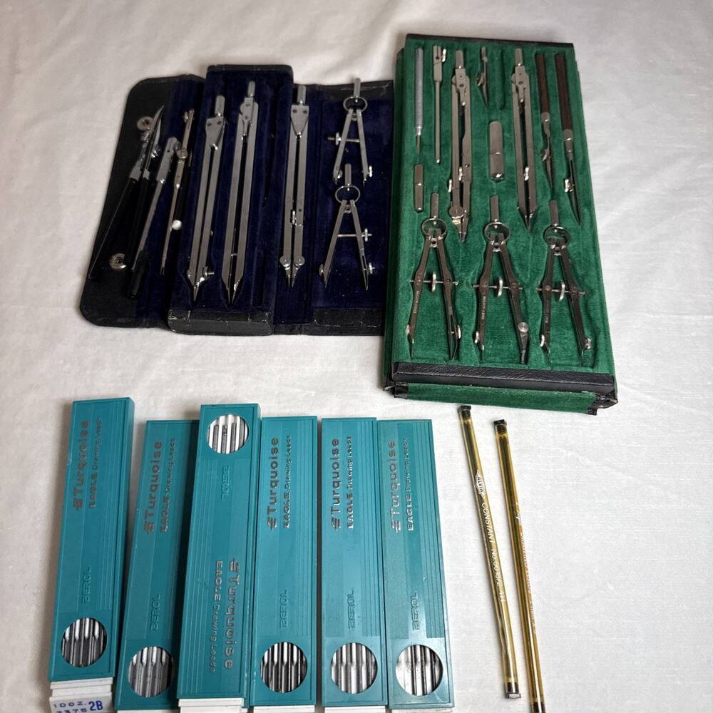 LOT of VINTAGE DRAFTING ARCHITECTURE TOOLS , Lutz , CCC,Tower + Assorted Leads